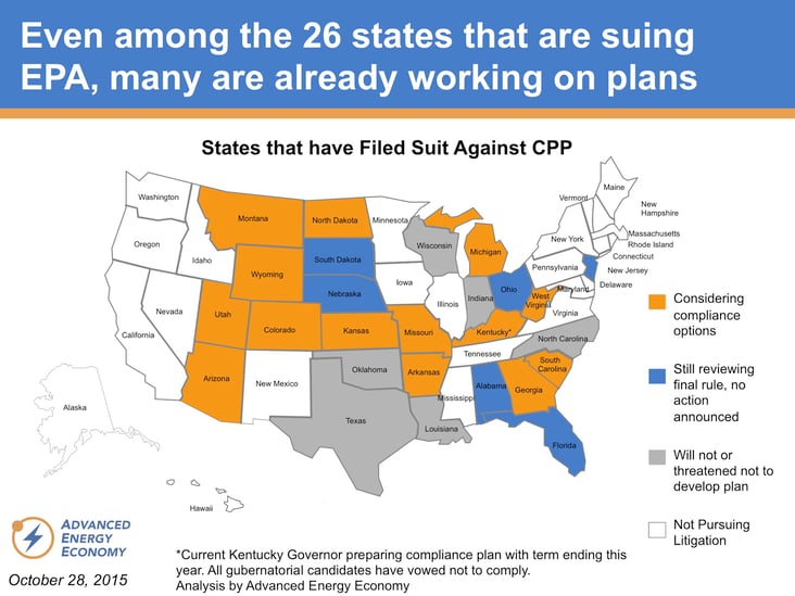 Map of the 26 states that are suing the EPA