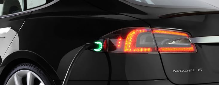 Black Tesla Model S charging