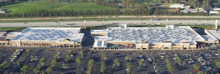 Solar panels atop a Walmart and Sam's Club in Chino California